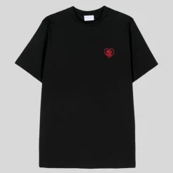 Heart Embroidered Logo Crew T-Shirt - Black