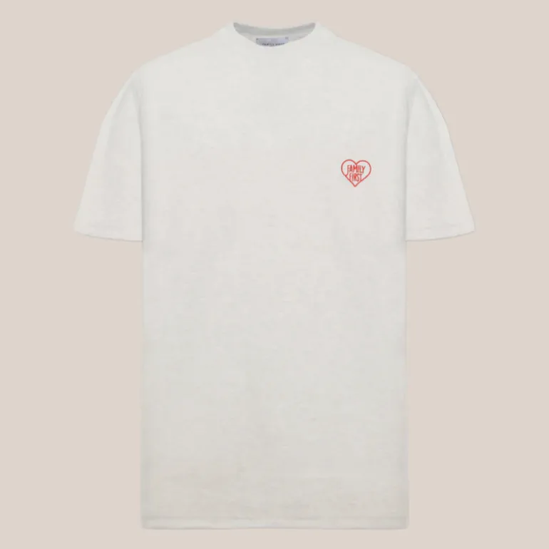 Heart Embroidered Logo Crew T-Shirt - White