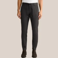 Herringbone Drawstring Waist Chinos - Grey