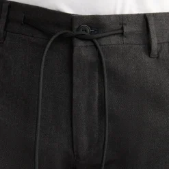 Herringbone Drawstring Waist Chinos - Grey