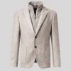 Herringbone Patch Pocket Inlay Blazer - Beige