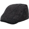 Herringbone Tweed Flat Cap - Charcoal