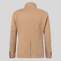 Hi-Collar Patch Pocket Quilted Inlay Jacket - Light Brown