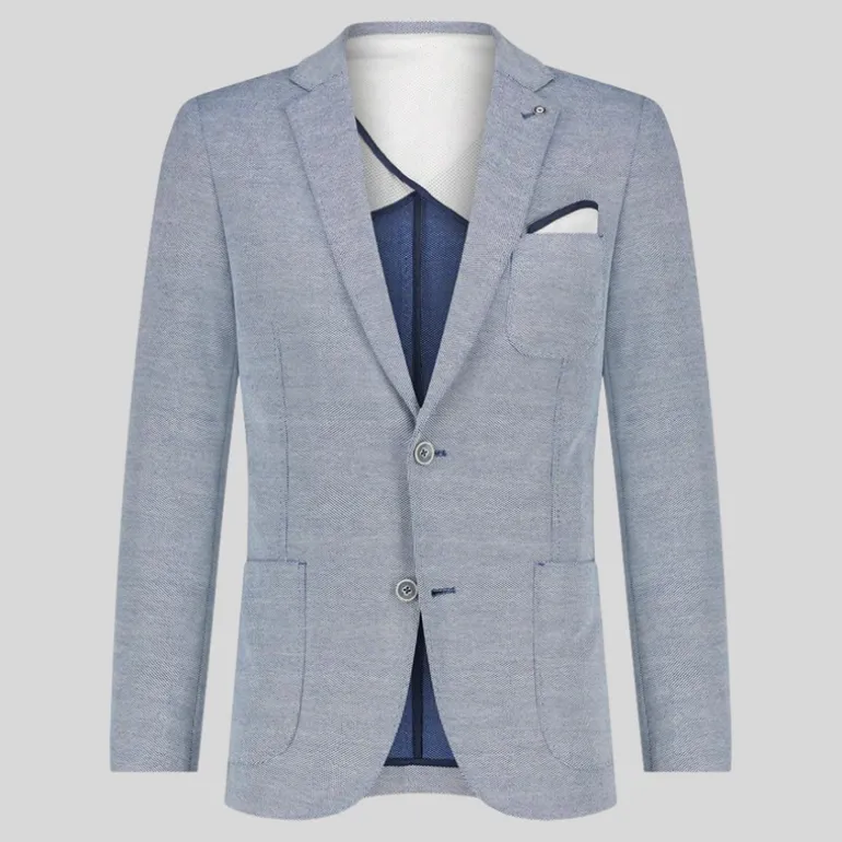 Honeycomb Patch Pocket Jersey Blazer - Navy