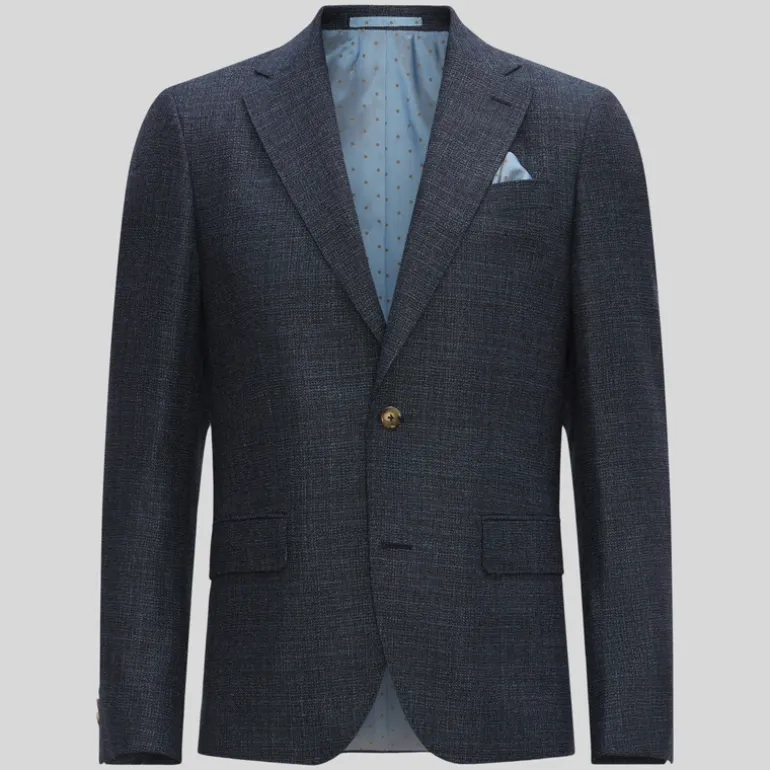 Hopsack Italian Wool Blazer - Navy