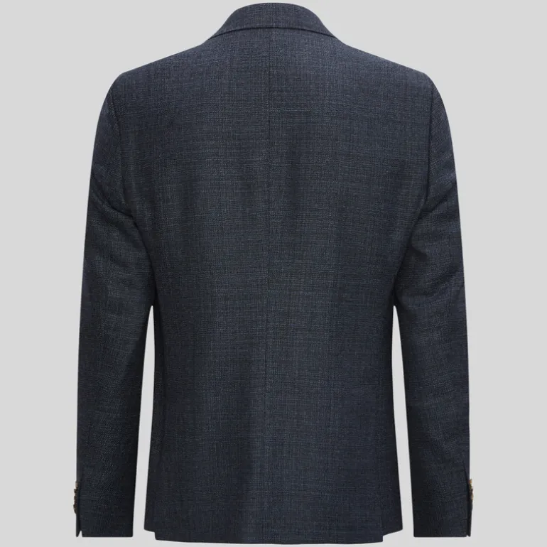 Hopsack Italian Wool Blazer - Navy