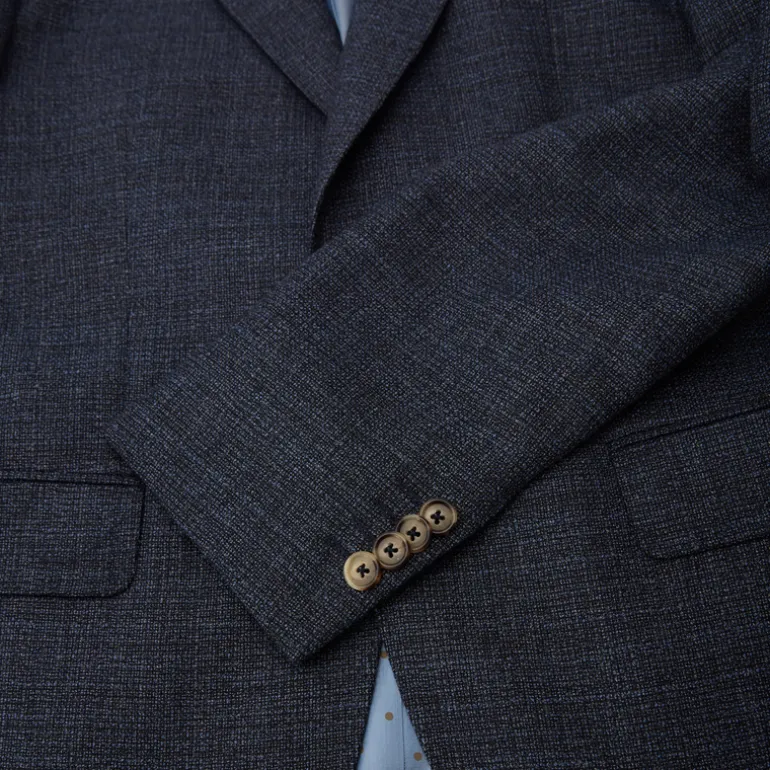Hopsack Italian Wool Blazer - Navy