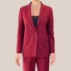 Jersey Blazer Jetted Pockets - Burgundy