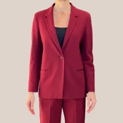 Jersey Blazer Jetted Pockets - Burgundy