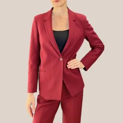 Jersey Blazer Jetted Pockets - Burgundy