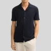 Jersey Cuban Collar Shirt - Navy