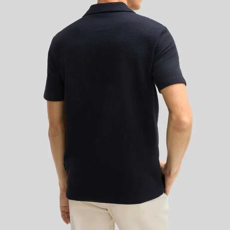 Jersey Cuban Collar Shirt - Navy