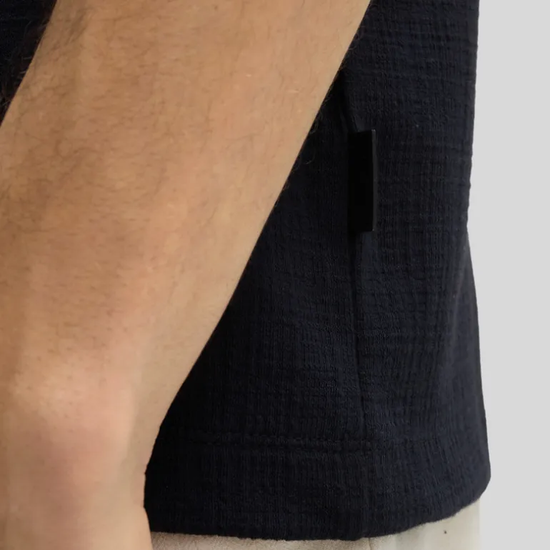 Jersey Cuban Collar Shirt - Navy