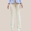 Jersey Pique Boot Cut Pant - Cream