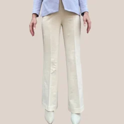 Jersey Pique Boot Cut Pant - Cream