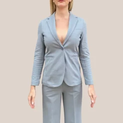 Jersey Pique Welt Pocket Blazer - Grey