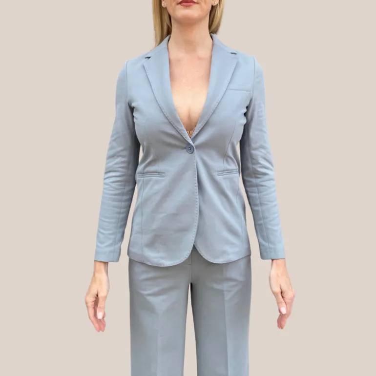 Jersey Pique Welt Pocket Blazer - Grey