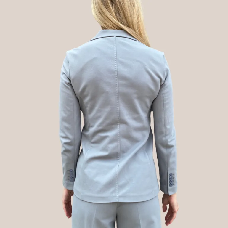 Jersey Pique Welt Pocket Blazer - Grey