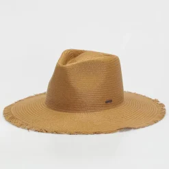 Jo Straw Frayed Fedora - Copper