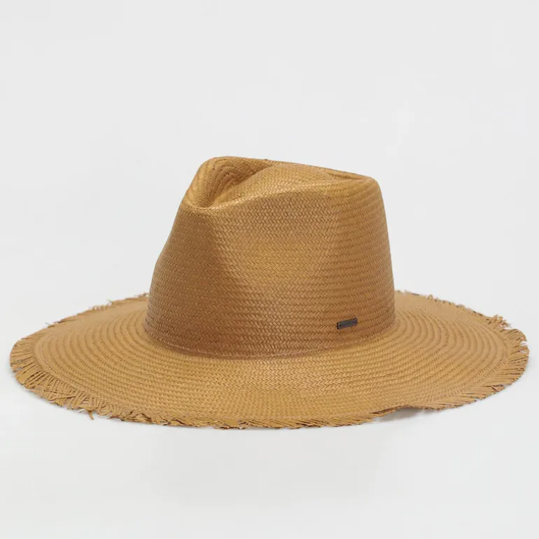Jo Straw Frayed Fedora - Copper