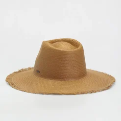 Jo Straw Frayed Fedora - Copper