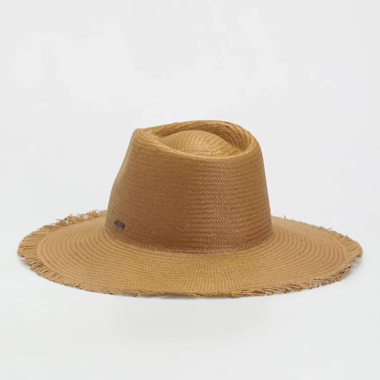 Jo Straw Frayed Fedora - Copper