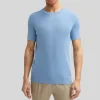 Knit Cotton Round Neck T-Shirt - Light Blue