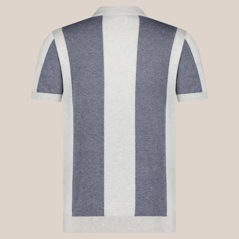 Knit Shirt Colour Block Paneling - Indigo