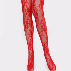 Lace Tights - Red