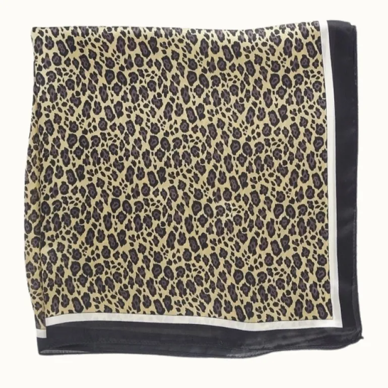 Leopard Print Silk-Like Neckerchief - Tan