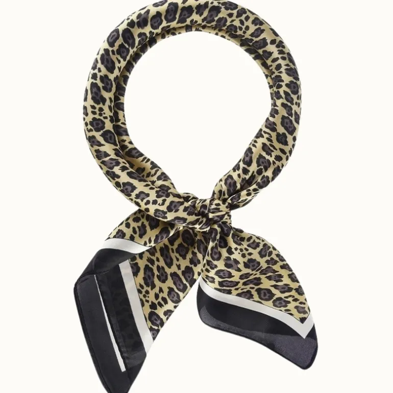 Leopard Print Silk-Like Neckerchief - Tan