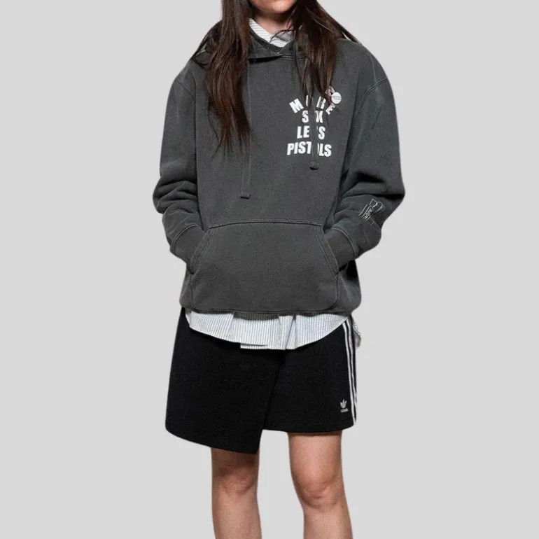 Less Pistols Hoodie Kangaroo Pocket - Charcoal