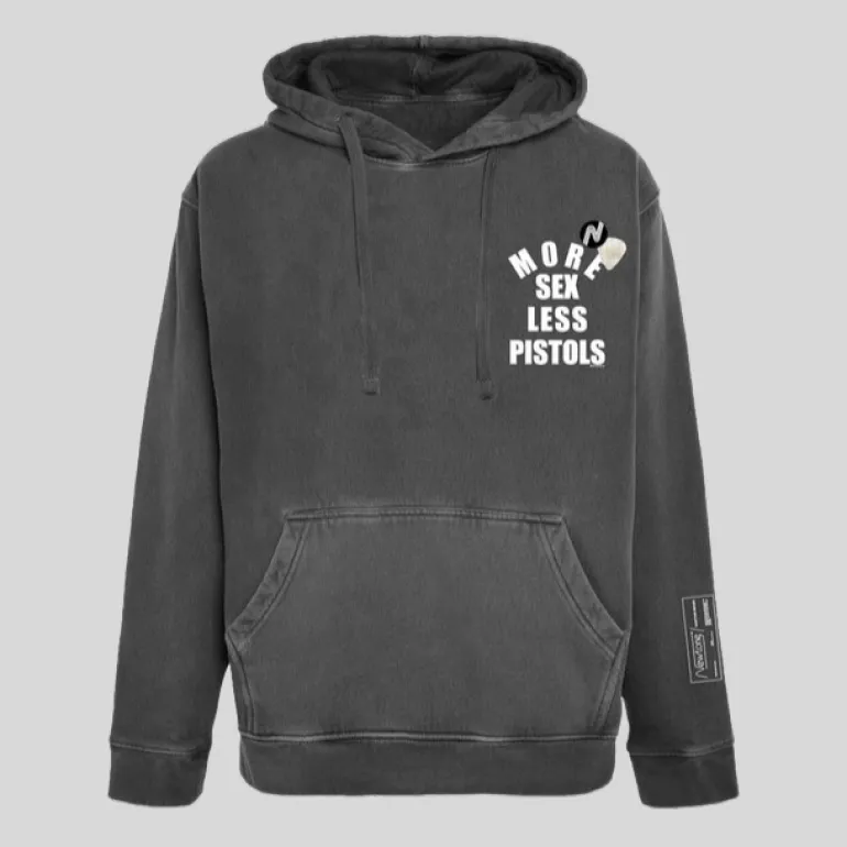 Less Pistols Hoodie Kangaroo Pocket - Charcoal