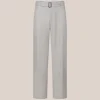 Linen Blend Wide Leg Pants - Light Grey
