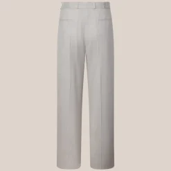 Linen Blend Wide Leg Pants - Light Grey