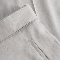 Linen Blend Wide Leg Pants - Light Grey
