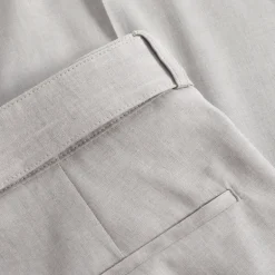 Linen Blend Wide Leg Pants - Light Grey