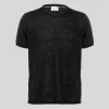 Linen/Cotton Knit Crew Neck Tee - Black