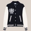 Logo Embroidered Varsity Jacket - Navy