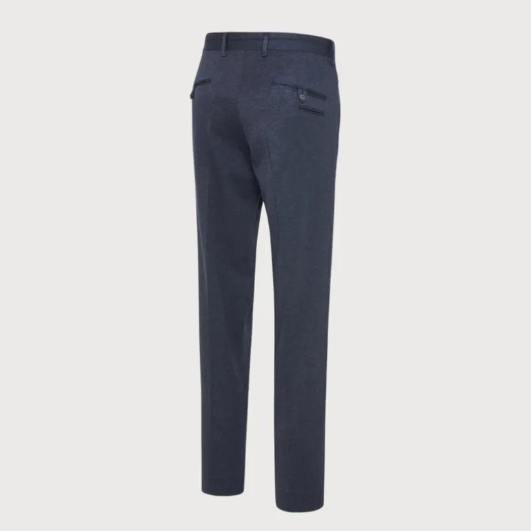 Melange Jersey Drawstring Chinos - Navy
