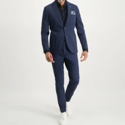 Melange Jersey Drawstring Chinos - Navy