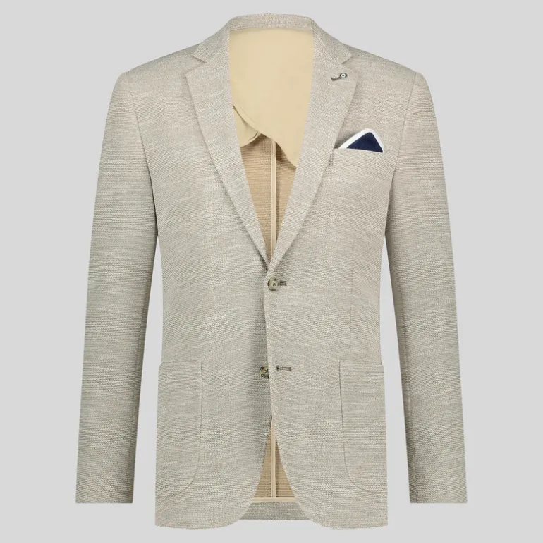 Melange Knit Patch Pocket Blazer - Sand