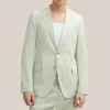 Melange Linen Blend Blazer - Light Green