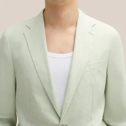 Melange Linen Blend Blazer - Light Green