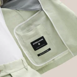 Melange Linen Blend Blazer - Light Green