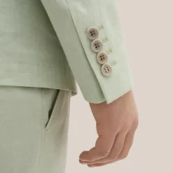 Melange Linen Blend Blazer - Light Green
