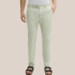 Melange Linen Blend Tapered Pants - Light Green