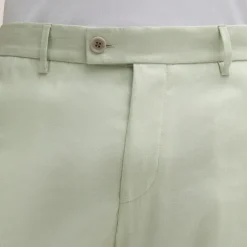 Melange Linen Blend Tapered Pants - Light Green