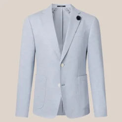 Melange Patch Pocket Stretch Blazer - Light Blue