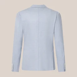 Melange Patch Pocket Stretch Blazer - Light Blue